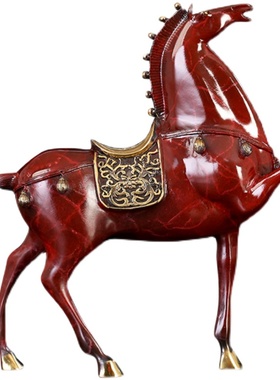 匠泽铜魂纯铜唐马工艺品摆件客厅酒柜玄关马到成功装饰办公室礼品