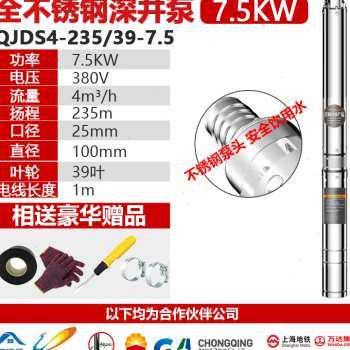 定制直销人民深井泵家用井水不锈钢吸水潜水泵I220v深水泵高扬程