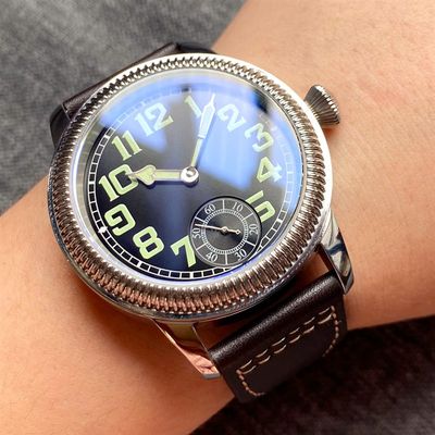 新品Vintage Nologo 44mm Steel Manual Hand Winding Watch for