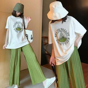 孕妇阔腿裤外穿打底裤子孕早期夏季薄款时尚休闲网红孕妇套装夏装