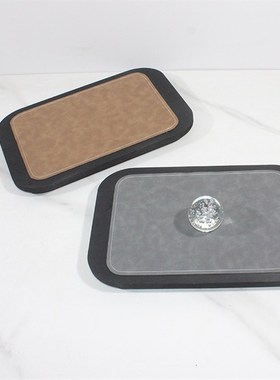 样板间轻奢皮革托盘高级感水吧台客厅茶几餐桌面收纳软装饰品摆件