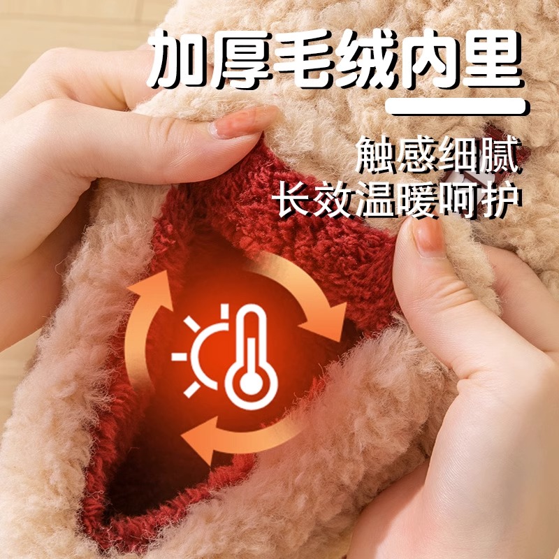 踩屎感棉拖鞋女冬季情侣室内家z居防滑厚底毛绒保暖包跟棉鞋男外