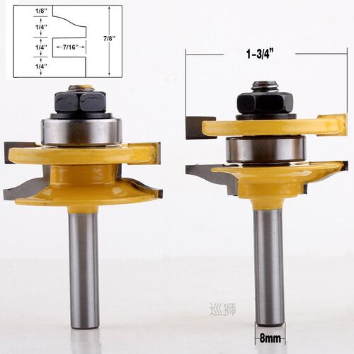 1-3PCS 8mm Shank Rail & Stile Router Bits-Matched Standard O