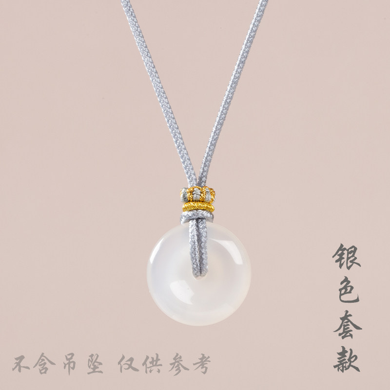 小众高货平安扣吊坠挂绳项链绳莲花座 挂绳翡翠玉坠绳子手工编织