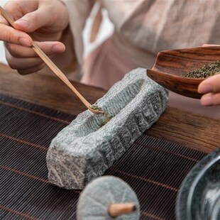 青石碾子唐代宋代复古茶碾捣药臼碾压器茶百戏用具小型家用小石臼