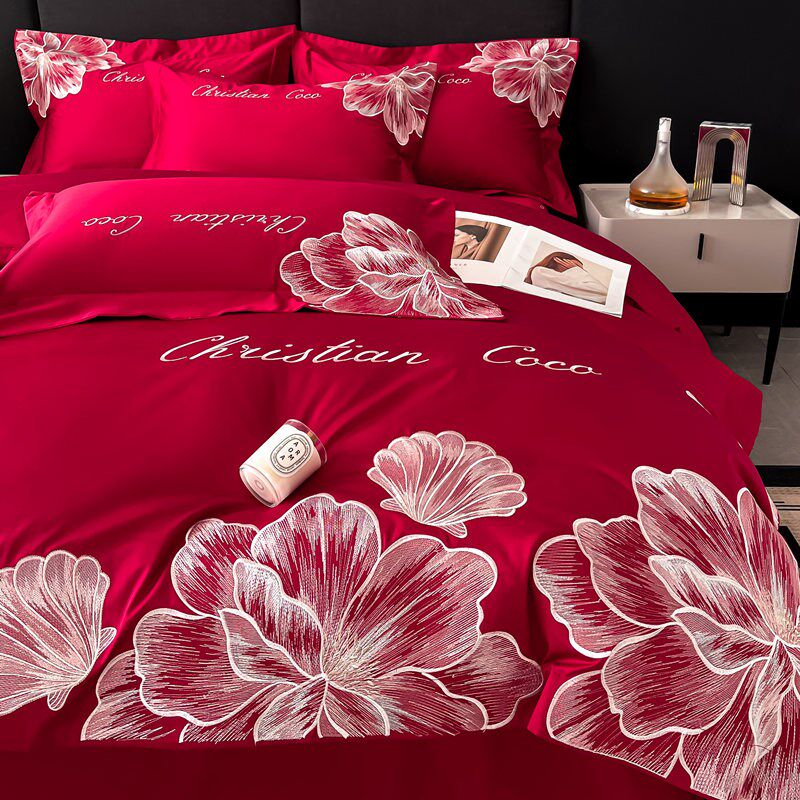 结婚四件套婚庆床单被套红色喜被新婚陪嫁喜庆婚床上用品,床上用品,婚庆床品套件,淘宝优惠券,粉丝福利购,淘宝优惠卷