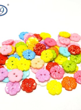 15MM 50/100pcs  Flower Shape Mixed Colors Plastic Buttons Ch