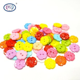 15MM 50/100pcs  Flower Shape Mixed Colors Plastic Buttons Ch