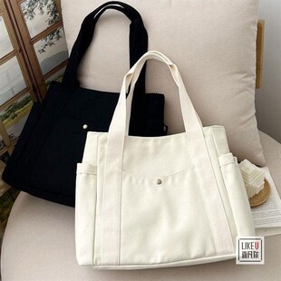 教师上课用包分层帆布包大学上课通勤包女士文件包女款单肩包文艺