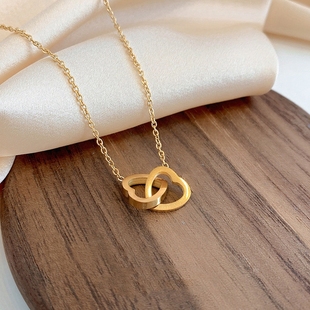 for Double 新品 Necklace Heart Pendant Women Simple Couple