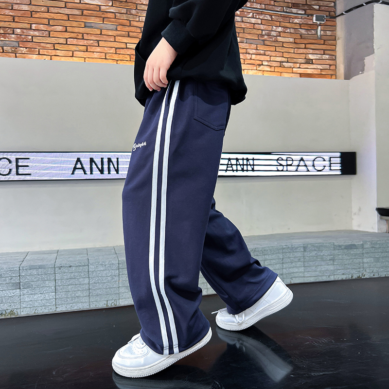 男童秋冬装阔腿加绒休闲厚棉裤2023E新款运动长裤儿童冬季宽松裤