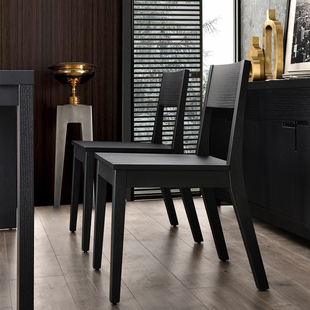 黑色靠背餐桌椅家用成人餐桌椅 整装 简约h现代实木餐椅 厂家直销