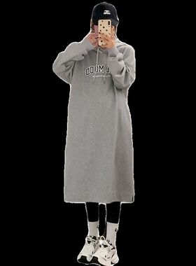 孕妇装套装时尚秋装新款洋装韩版连帽运动衫宽松春秋季中长版上衣
