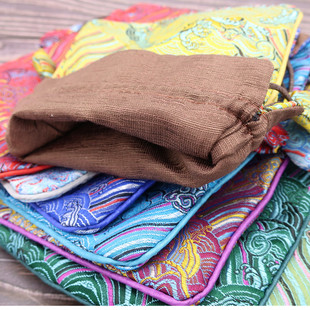 文玩首饰刺e绣收纳袋子盘玩抽绳锦囊小号收纳饰品双层束口布袋