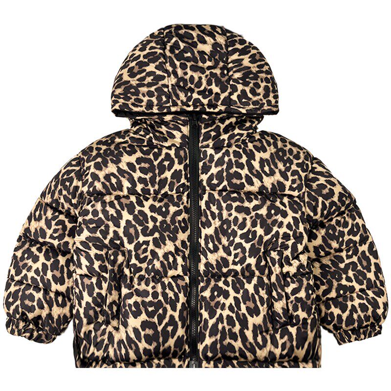儿童加厚羽绒棉服冬季男童2024新款潮酷两面穿豹纹棉衣宝宝棉袄潮