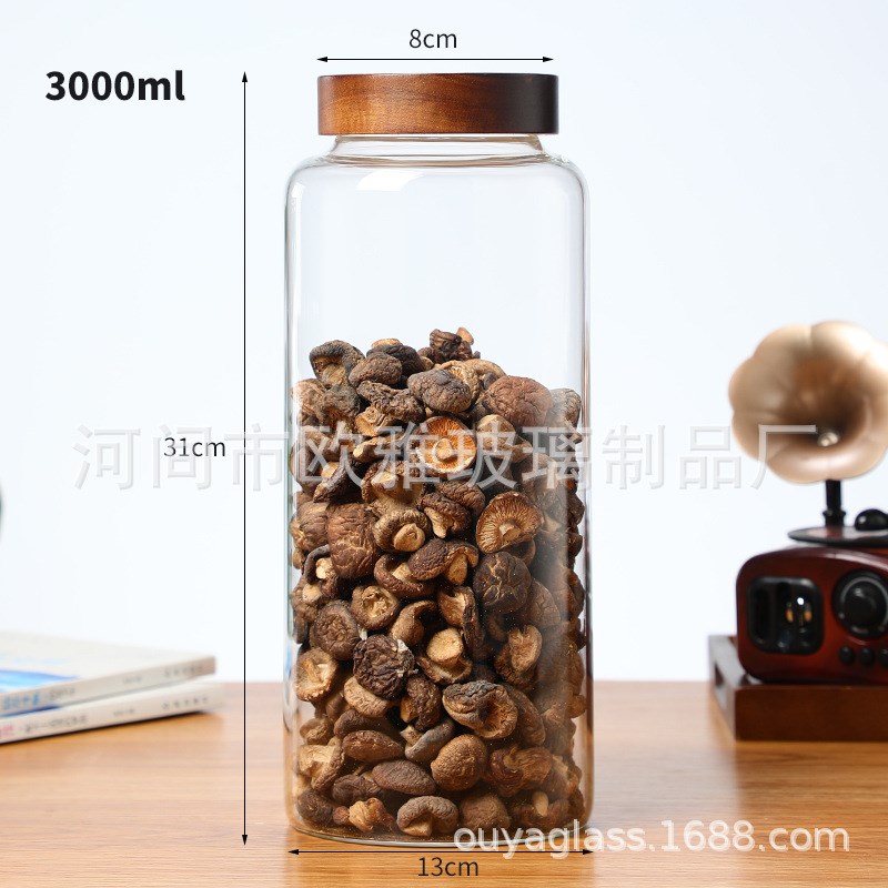 现货定制耐热玻璃食品级带盖茶叶陈皮储存玻璃罐五谷杂粮储物罐收