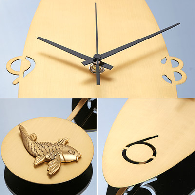 长型钟表挂客钟厅时尚创意简约家用纯铜轻奢W时钟艺术个性