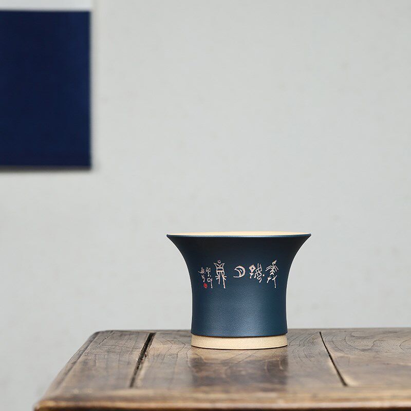 陈志云紫砂兰花盆无求刻绘原矿翠盖荷宋梅绿云植物收藏高档桌面盆