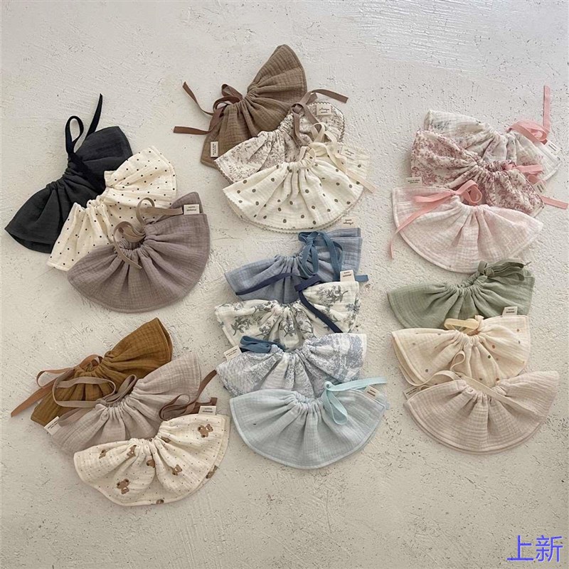 韩版纱布婴儿口水巾宝宝围兜围嘴加大系带口水兜儿童花瓣新款