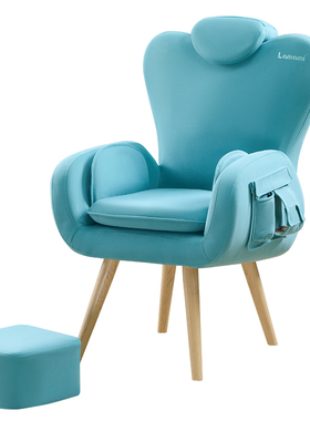 哺乳喂奶椅子沙发凳单人粉红色实木布艺靠背月子孕妇母婴室608B