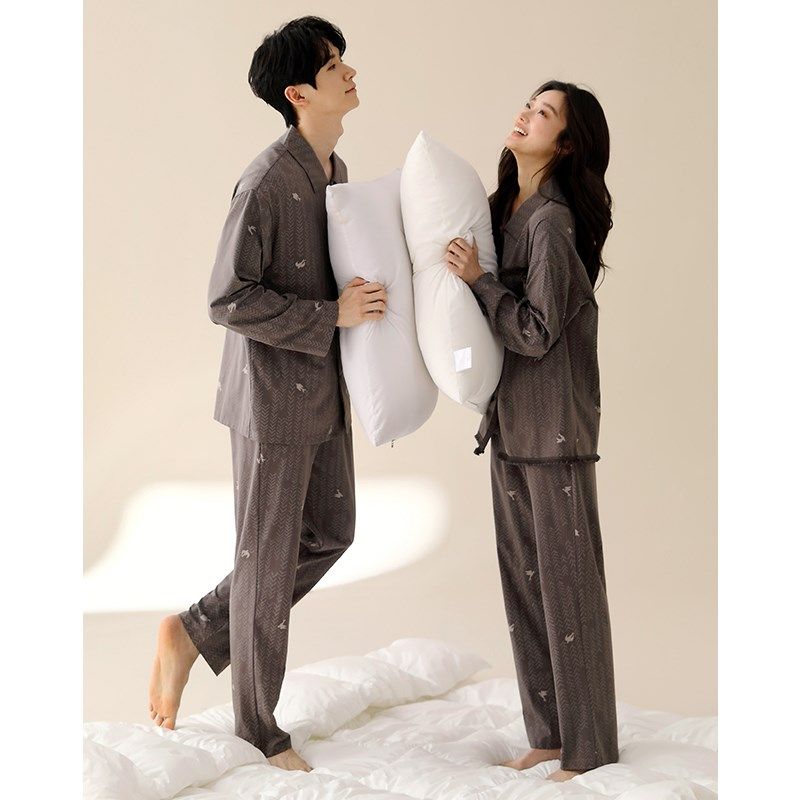 情侣睡衣女春秋款长袖灰色高级感休闲可外穿出门家居服男套装,女士内衣/男士内衣/家居服,睡衣/家居服套装,淘宝优惠券,粉丝福利购,淘宝优惠卷