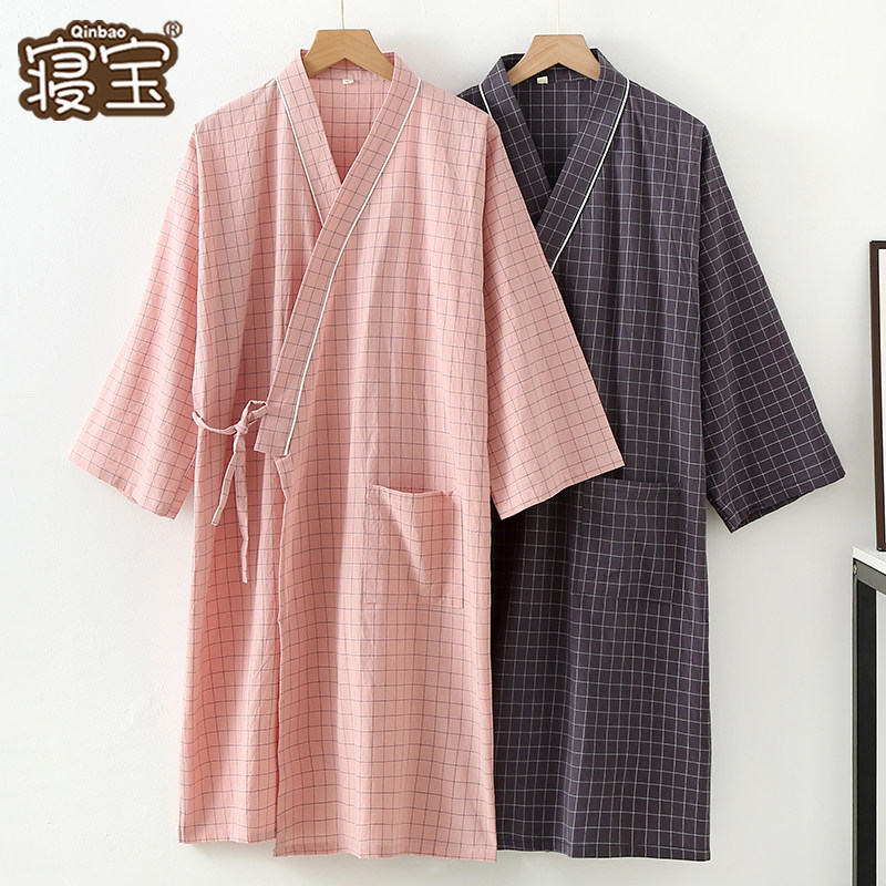情侣纯棉纱布日式和服睡袍女春秋夏季睡衣浴袍男士浴衣汗蒸服睡裙,女士内衣/男士内衣/家居服,睡袍/浴袍,淘宝优惠券,粉丝福利购,淘宝优惠卷