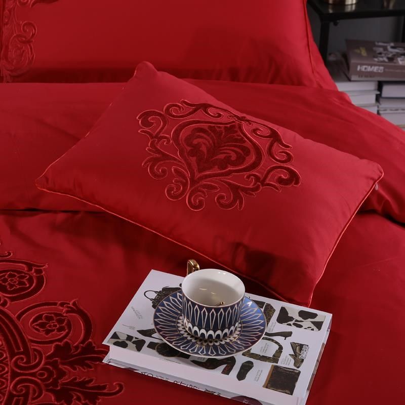 式婚庆床上件用品大红婚庆四件套新婚房六套18m结婚礼刺绣喜,床上用品,婚庆床品套件,淘宝优惠券,粉丝福利购,淘宝优惠卷