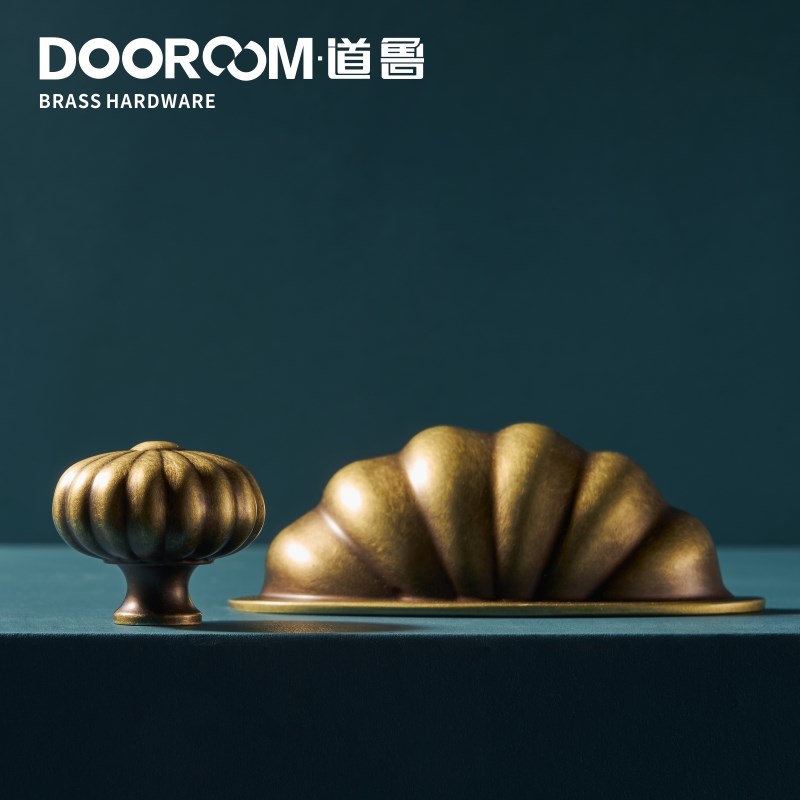 MNX2道鲁全铜法式小美t做旧黄古铜斗柜扣手家具抽屉柜门小南瓜拉