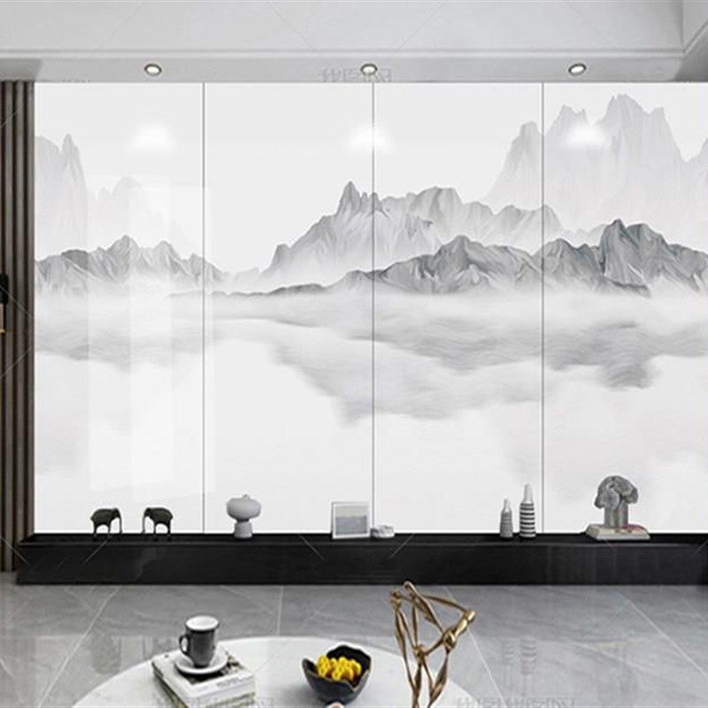 80260新款客厅岩板电视背景墙 连纹沙发背景搭配格栅造型全屋定制,家装主材,岩板,淘宝优惠券,粉丝福利购,淘宝优惠卷