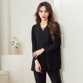 T恤衫 加大码 时尚 休闲上衣胖mm遮肚子显瘦长袖 女装 200斤胖妹妹秋装