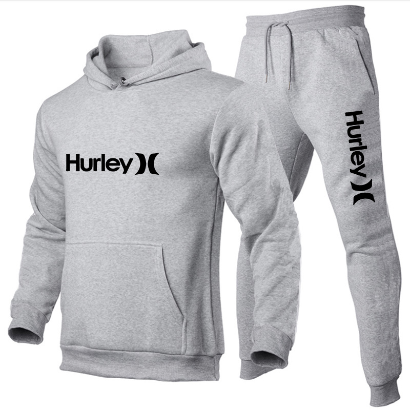 网红Men's Hurley Hooded Tracksuits Autumn and Winter Man Pul