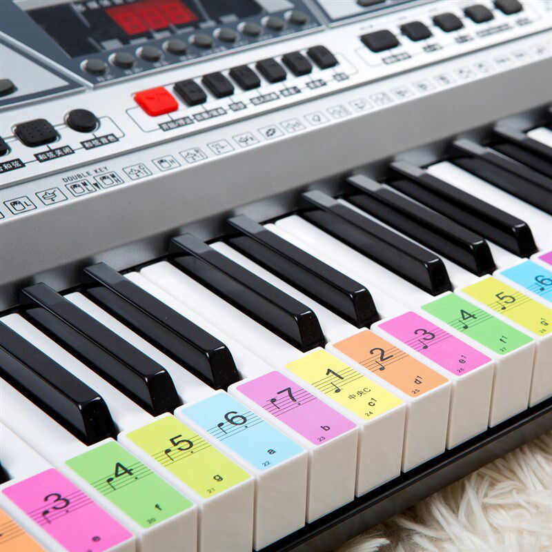 送黑键贴88-61-54 彩色五线谱简谱键位贴 电子琴琴贴钢琴键盘贴纸
