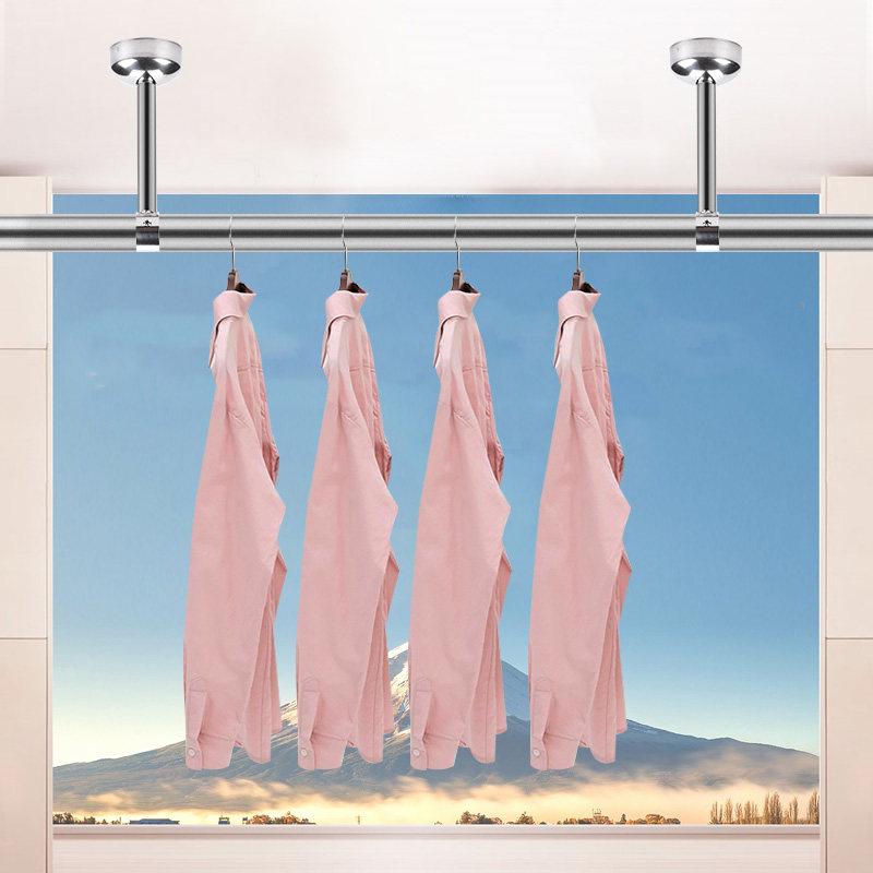 不锈钢管阳台晾衣杆底座吊座吊通顶装衣架挂p衣杆吊挂法兰固定座