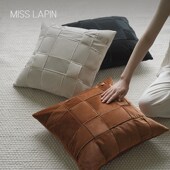 澜品中古绒布编织抱枕沙发客厅复古飘窗轻奢中古靠垫靠枕抱枕套