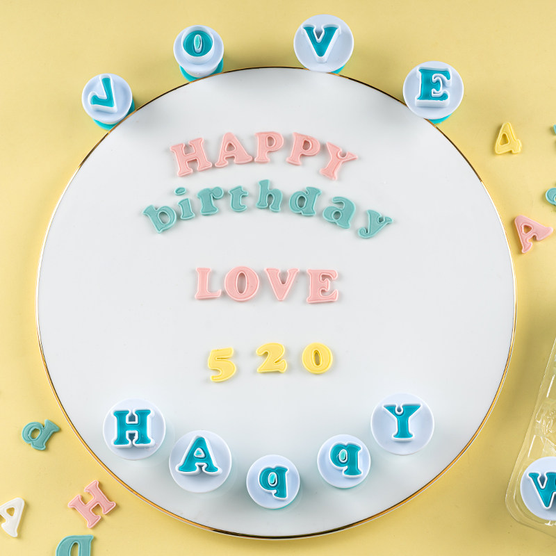 26个大小写字母k数字饼干弹簧按压模翻糖蛋糕印花压模切模烘焙工