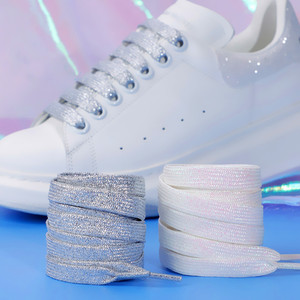 速发1Pair Fashion Glitter Shoelaces Colorful Flat Shoe laces