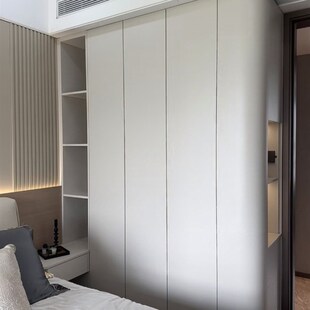 成都定制衣柜全屋定制欧松板颗粒多层实木卧室家具现代简约圆弧柜