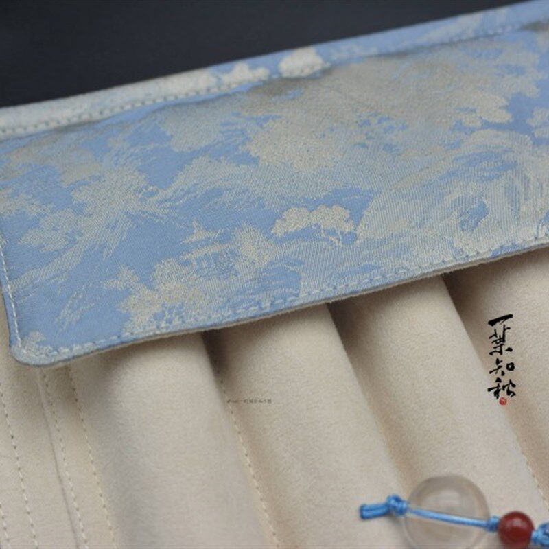 一叶知秋手作 笔帘 【宋锦-山河】手工布艺 钢笔收纳笔袋笔包,文具电教/文化用品/商务用品,笔袋,淘宝优惠券,粉丝福利购,淘宝优惠卷