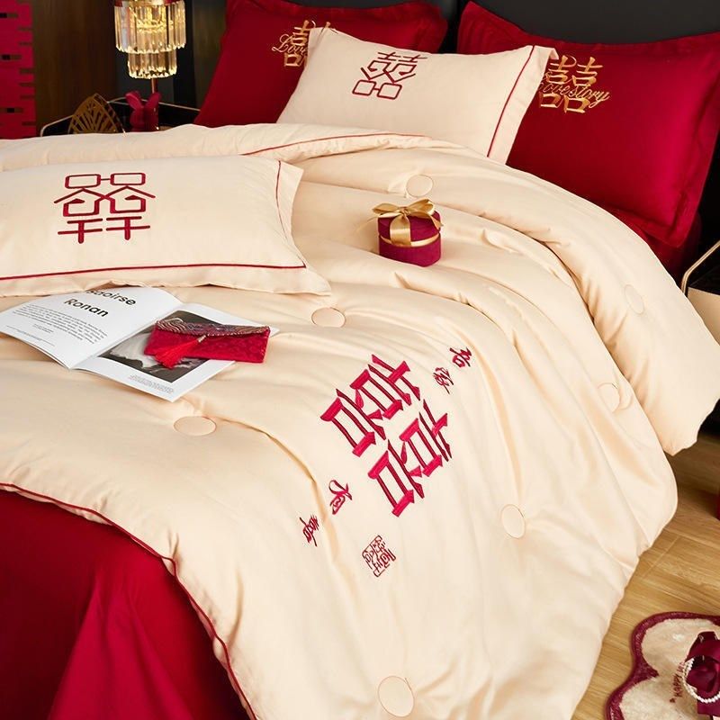 婚庆喜被蓬松柔软春秋被大豆被刺绣陪嫁冬季礼品被子婚房床品,床上用品,婚庆床品套件,淘宝优惠券,粉丝福利购,淘宝优惠卷