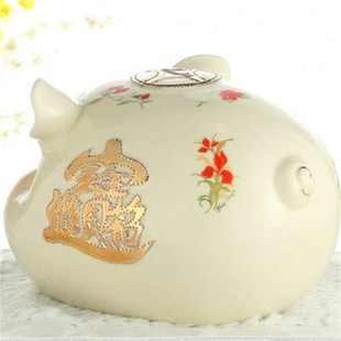 陶瓷金猪存钱罐工艺品摆件家居客厅可F爱招财超大号儿童小猪储蓄