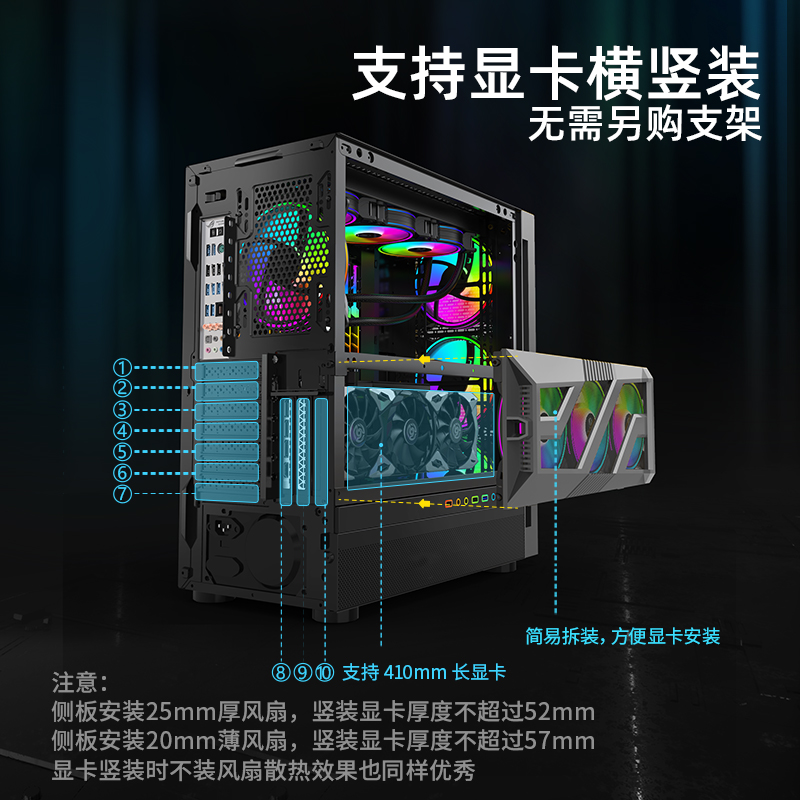 动力火车风大师EATX机箱360水冷4090搭载GSTSP显卡散热系统降温10