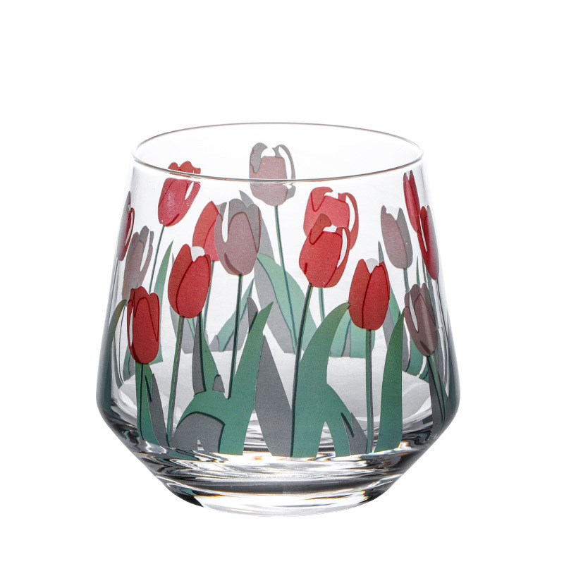 Tulip Art Tumbler Stemless Wine Glass  Juice  Drink Glass s