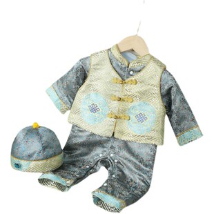 宝宝春秋款唐装婴儿周岁礼服抓周连体衣服订制儿童中国风礼服套装