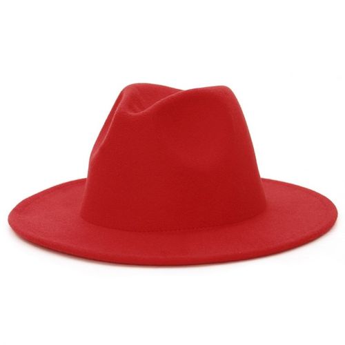 All-match Wide Brim Fedora Hat  Wo Solid Color Wool Felt Hat