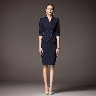 西装连衣裙女演讲比赛主持人正装正式场合职业套装医美前台工作装