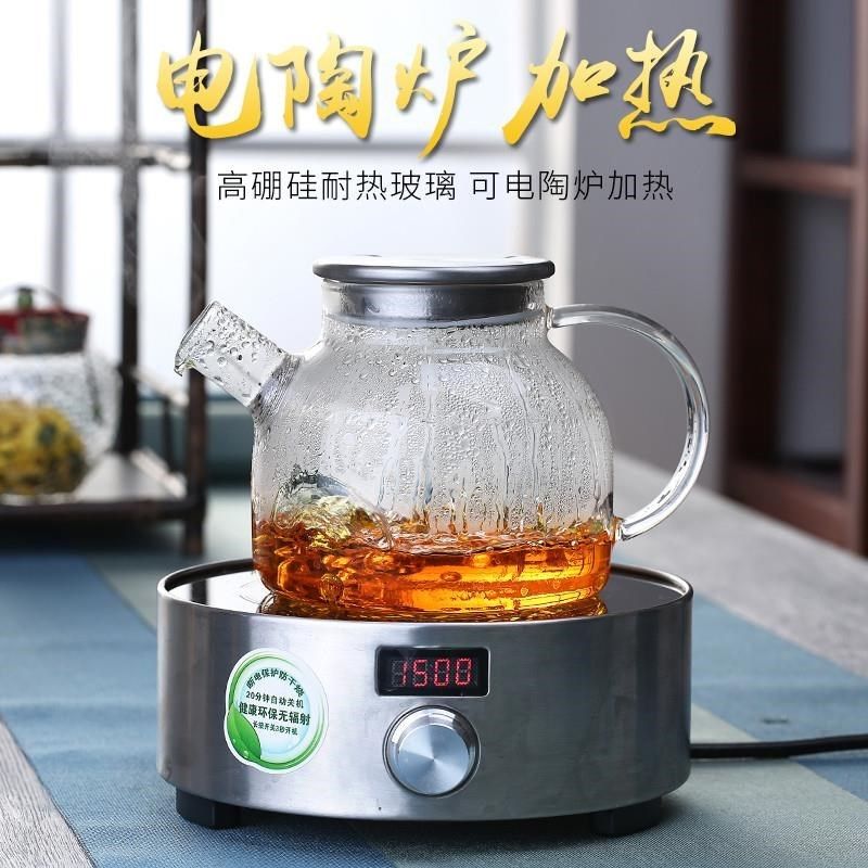 水果茶壶套装家用耐高温大号玻璃泡茶过滤可加热烧煮花果冷水壶厚