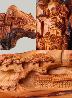 木雕摆件太行崖柏木根雕倒流香座实木雕刻客厅玄关办公室装饰摆设