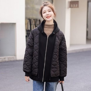 炸街羽绒棉衣棉服2m023新款小个子中款妈妈秋冬装连帽修身显瘦外