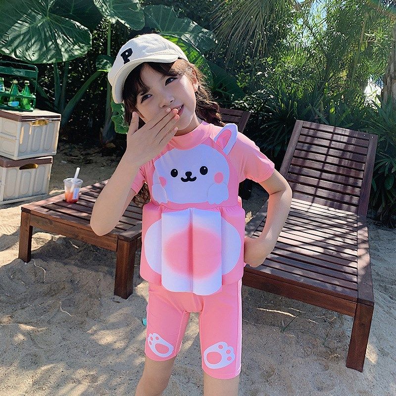 儿童浮力泳衣女孩新款可爱连体游泳训练套装宝宝泳衣圈泡沫漂浮衣