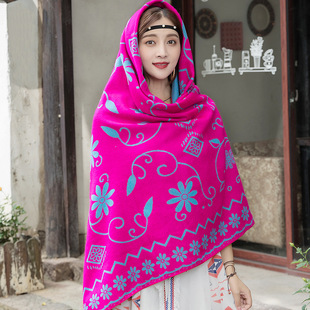 新疆西藏旅游大方巾民族风超大披肩丽江围巾长披巾女春夏保暖斗篷